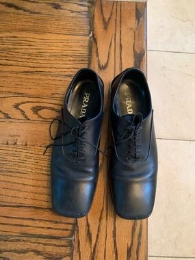 Prada flat Derby’s Black Leather Lace-Up Oxford Dress Shoes